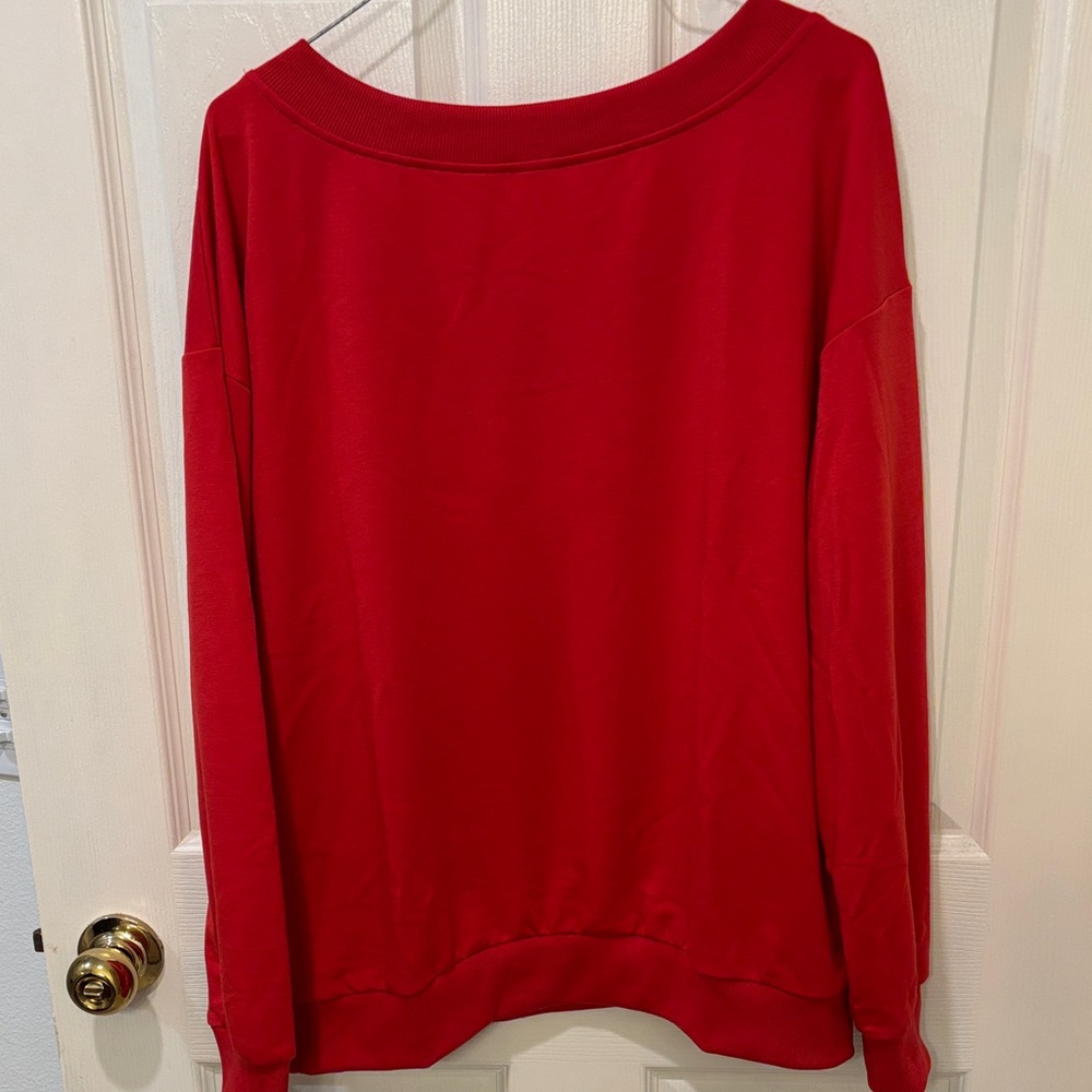 Red V-Neck Christmas Sweater - Picture 4 of 4